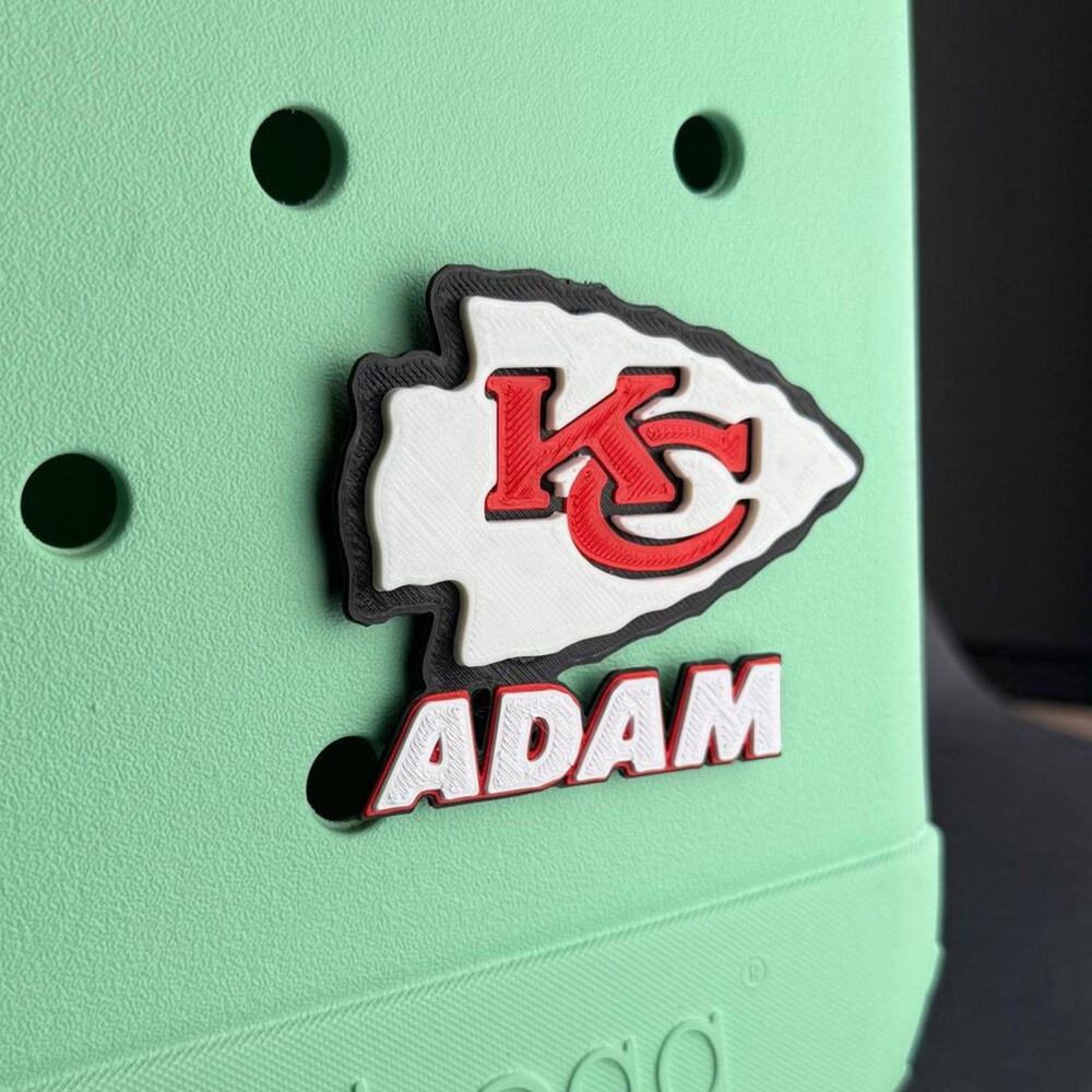 Personalized Kansas City Chiefs Bogg Bag Name Tag, Chiefs Bogg Bag Charms
